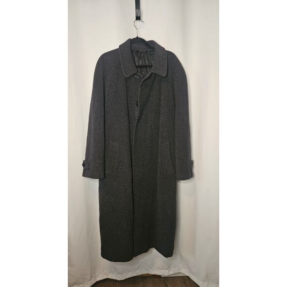 Vintage MARIO VALENTE TORINO Italian Coat Charcoal Gray Wool Cashmere Men 42R - Picture 1 of 9
